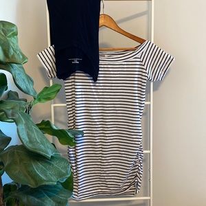 Off the Shoulder Maternity Tee and Long Sleeve Black Maternity Tee - Size Med